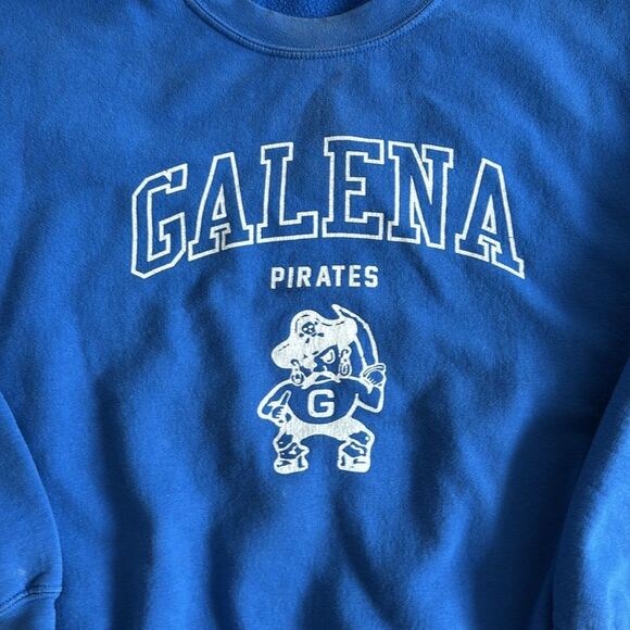 Y2K vintage Galena Pirates Illinois Blue Crewneck Graphic Sweatshirt Large - Picture 2 of 9